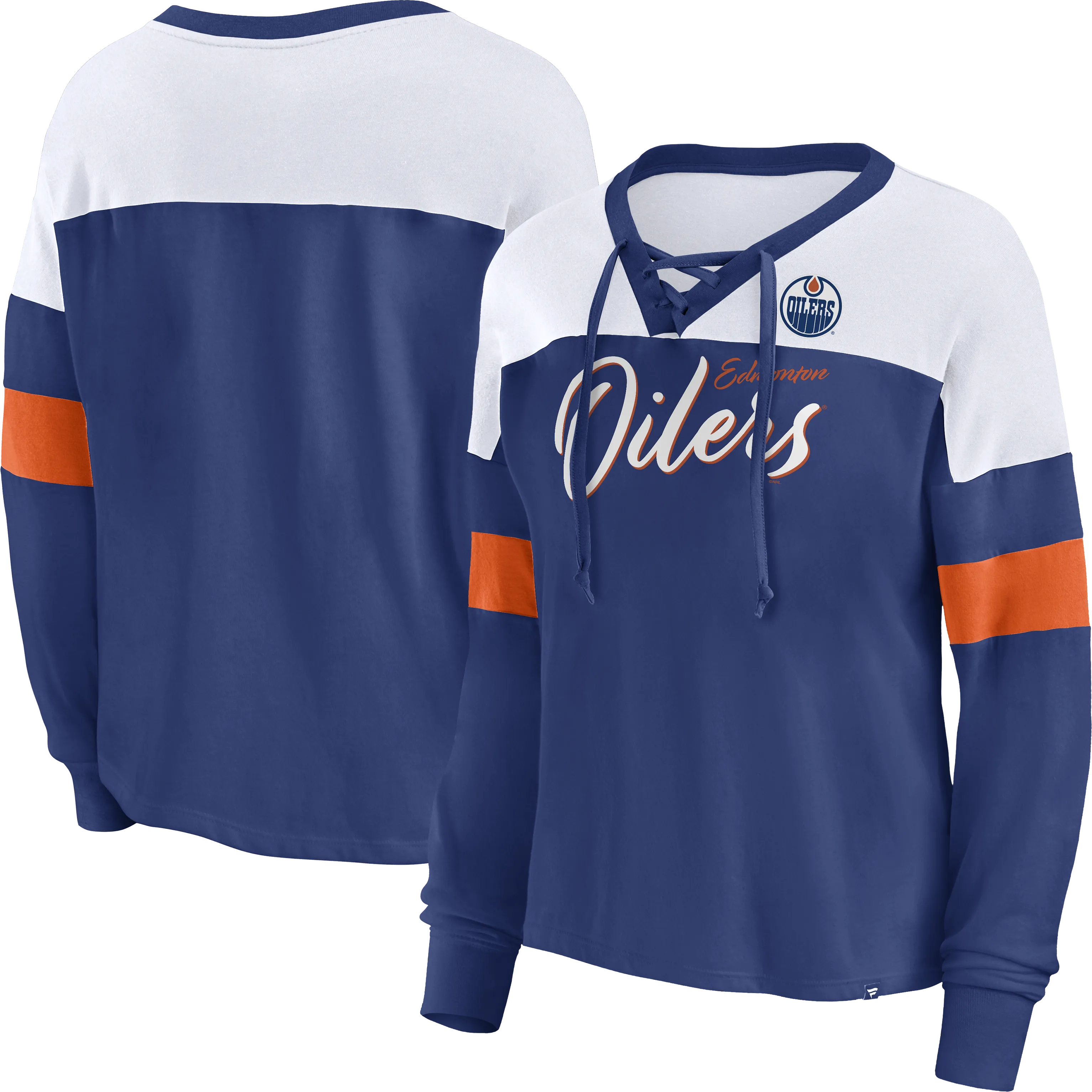 Women's Edmonton Oilers Even Match Lace-Up Long Sleeve