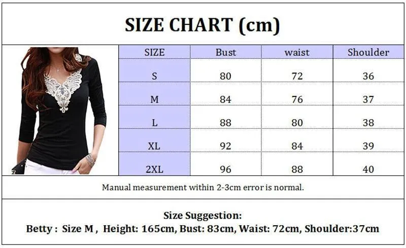 women's fashion Hollow lace collar Slim casual Long Sleeve shirt V-neck embroidered tops