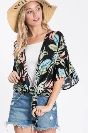 Women's Leaf Print Cardigan