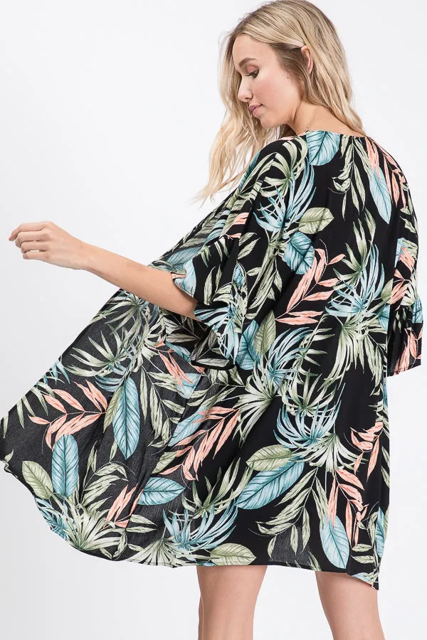 Women's Leaf Print Cardigan