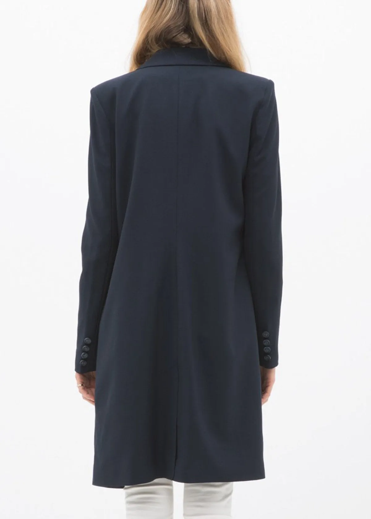 Women's Notch Lapel Longline Button Front Jacket