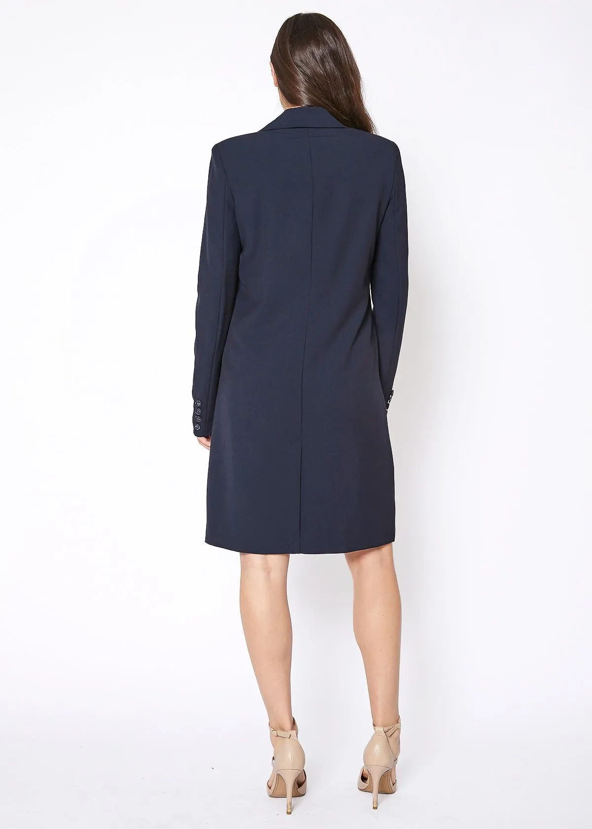 Women's Notch Lapel Longline Button Front Jacket
