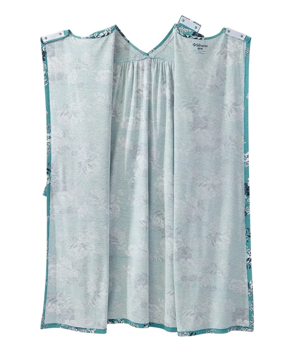 Women's Open Back Long Sleeve Lace Trim Nightgown