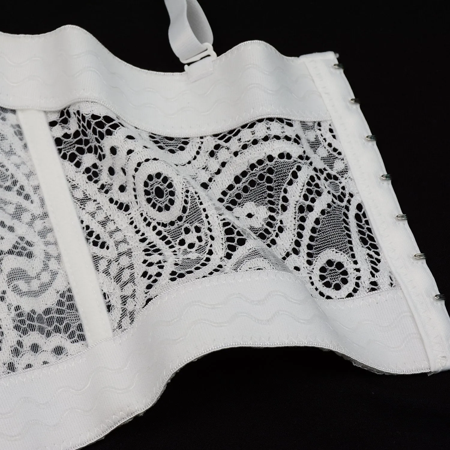 Women's Paisley Mesh Lace Bustier Crop Top Sexy Corset Top Bra White