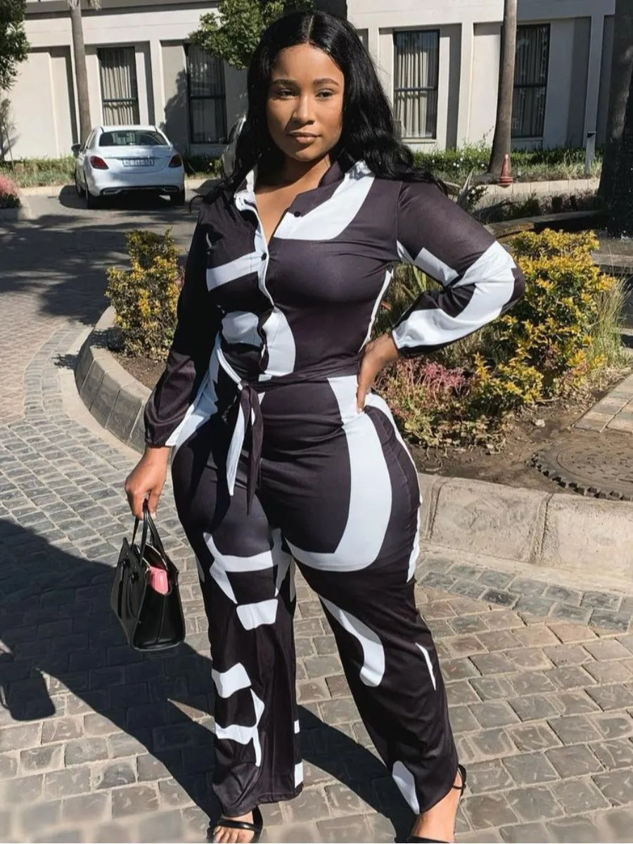 Women's Print Design Black/White Jumper