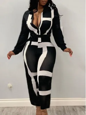 Women's Print Design Black/White Jumper