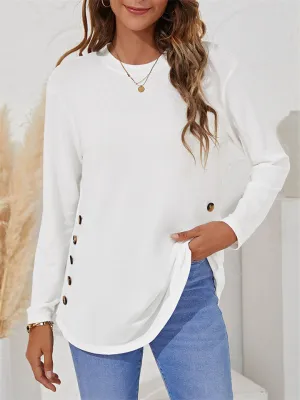 Women's Simple Casual Round Neck Long Sleeve T-shirts
