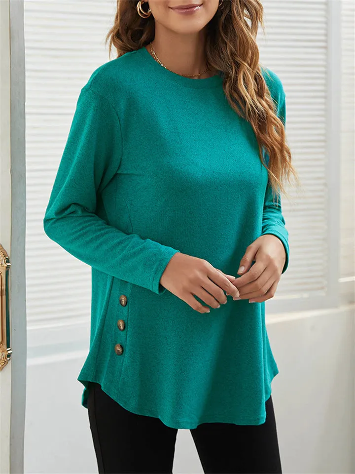 Women's Simple Casual Round Neck Long Sleeve T-shirts