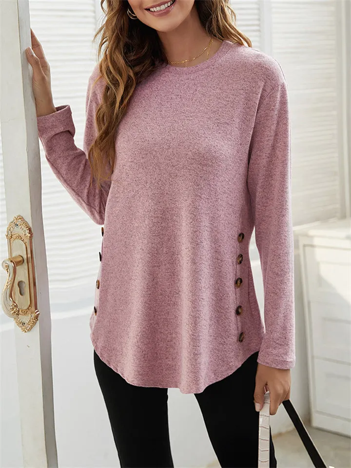 Women's Simple Casual Round Neck Long Sleeve T-shirts
