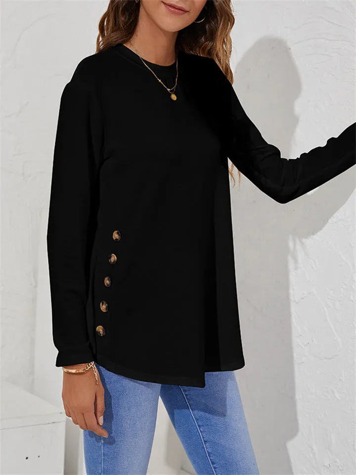 Women's Simple Casual Round Neck Long Sleeve T-shirts