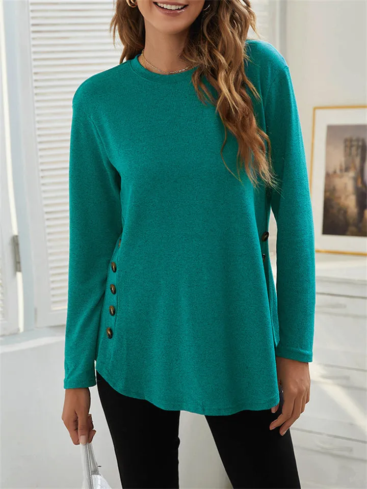 Women's Simple Casual Round Neck Long Sleeve T-shirts