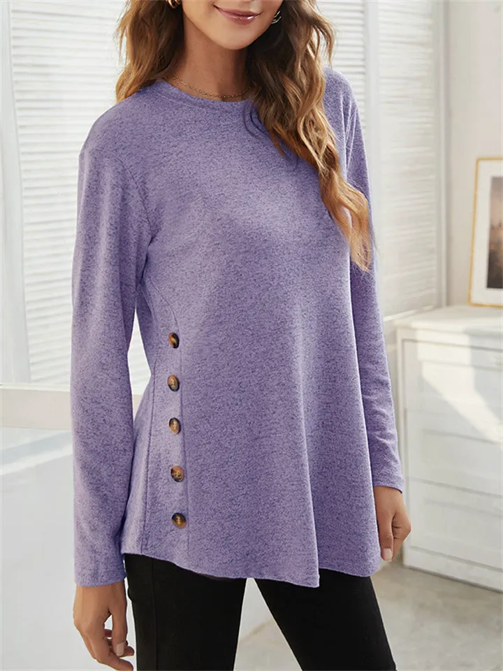 Women's Simple Casual Round Neck Long Sleeve T-shirts