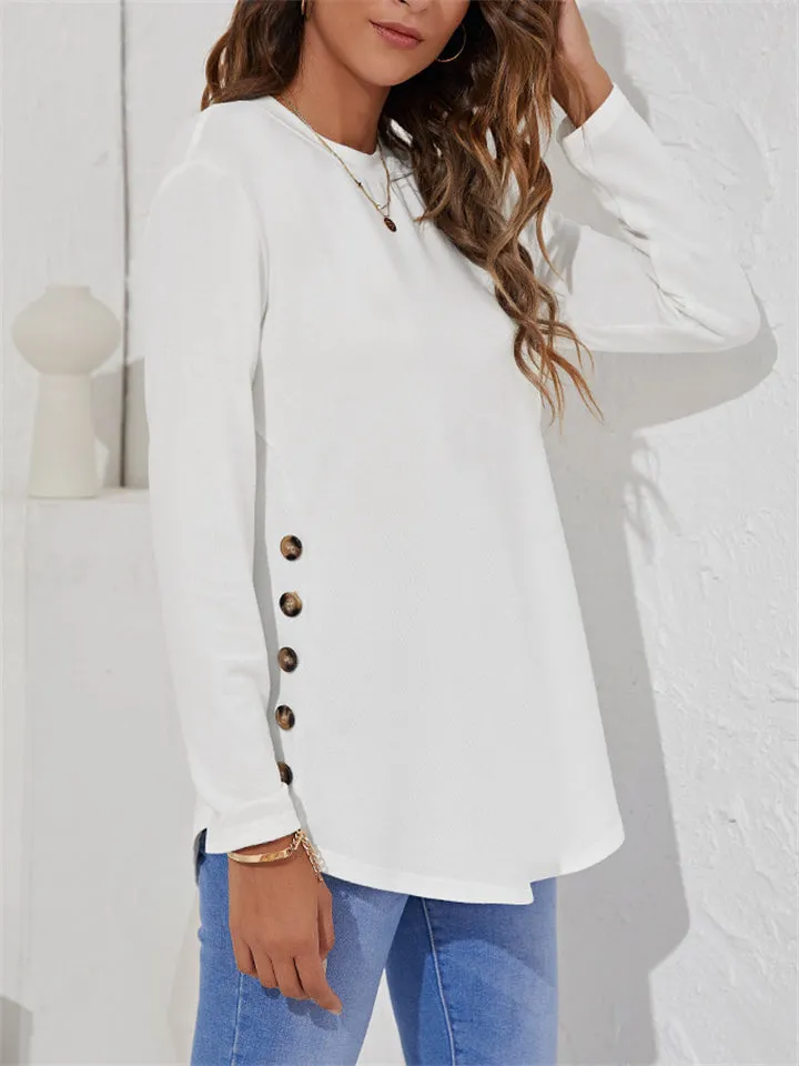 Women's Simple Casual Round Neck Long Sleeve T-shirts
