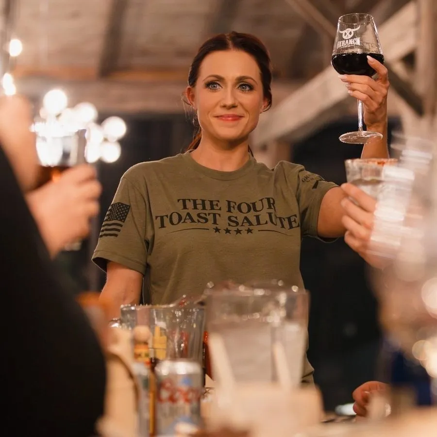 Women's The Four Toast Salute Boyfriend Fit T-Shirt - Military Green