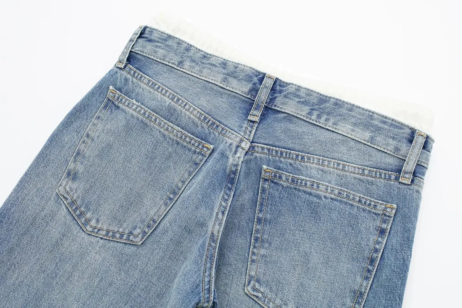Women's Vintage Mid Waist Straight Leg Jeans with Lace Up Style | Perfect for All Seasons