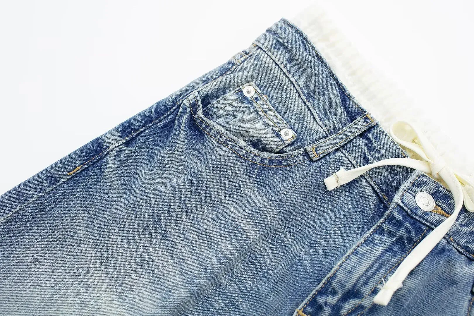 Women's Vintage Mid Waist Straight Leg Jeans with Lace Up Style | Perfect for All Seasons