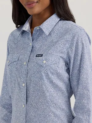 Women's Wrangler All Occasion Western Snap Shirt - Floral Blue