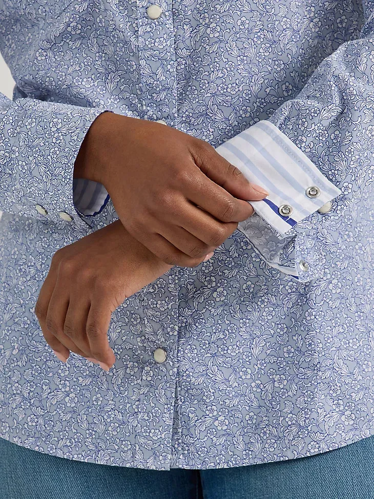 Women's Wrangler All Occasion Western Snap Shirt - Floral Blue
