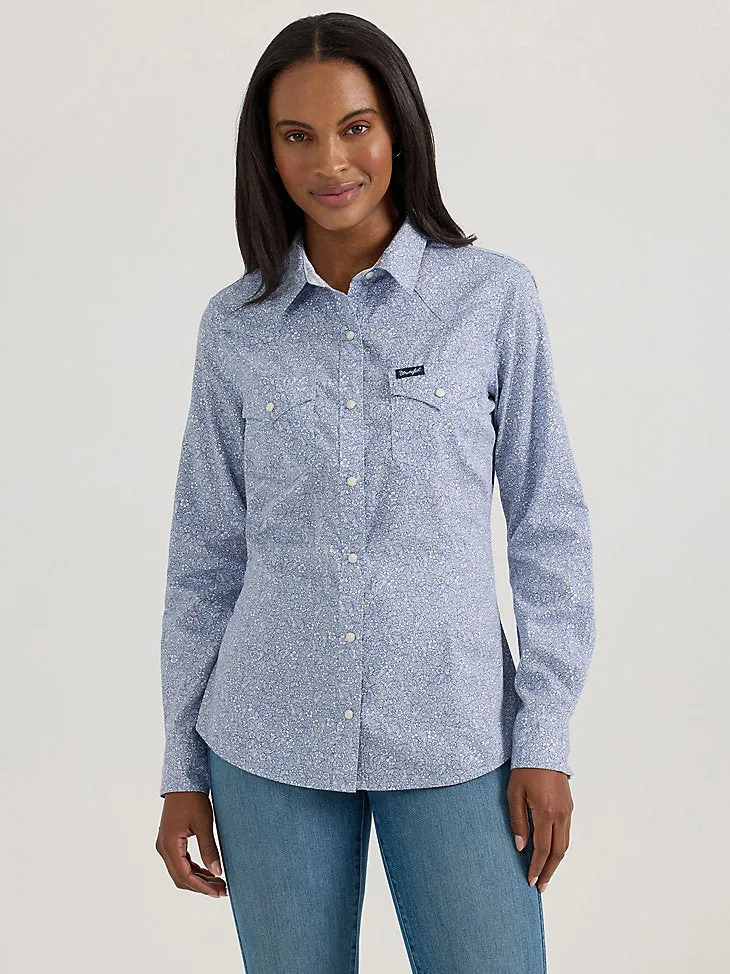 Women's Wrangler All Occasion Western Snap Shirt - Floral Blue