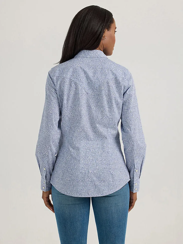Women's Wrangler All Occasion Western Snap Shirt - Floral Blue