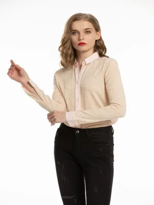 Woolen Bloom Women's Button Down Blouse Wool Long Sleeve Casual Office Work Blouse Shirts Tops