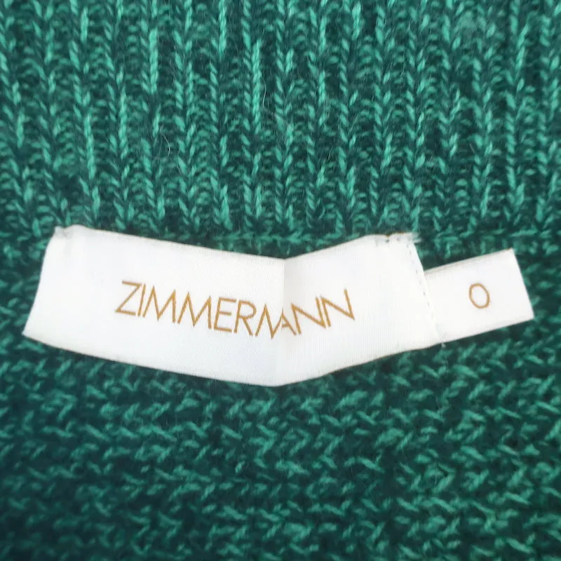Zimmermann Fringed Knit Midi Skirt Emerald Cashmere-Wool Size 0
