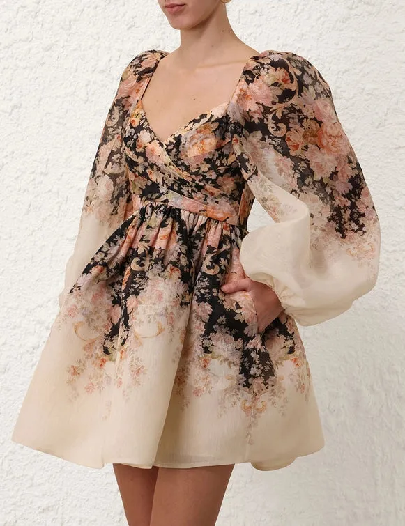 ZIMMERMANN Illustration Draped Mini Dress