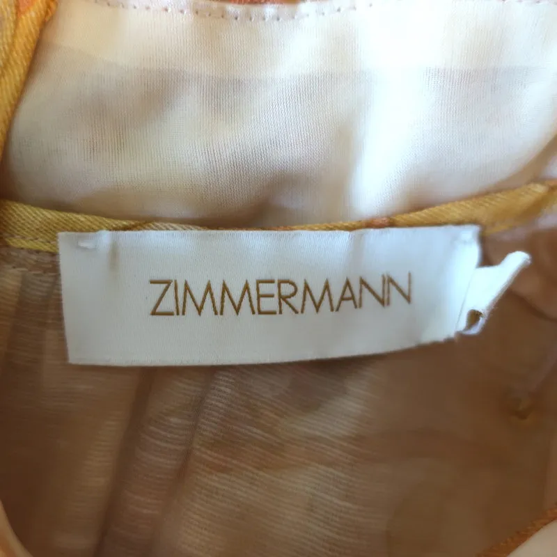 Zimmermann Jeweled Mini Dress Tempo Rouleau Light Yellow Floral Print Size 3